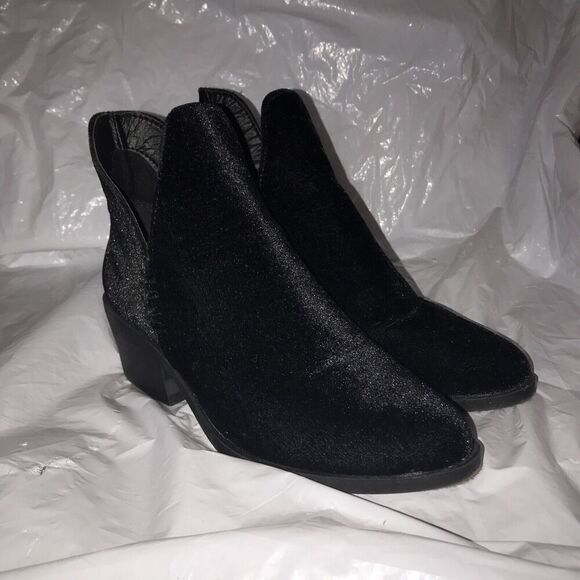 Coolway Briel‎ Velvet Ankle Boots Booties Womens 7 Chunky Heel Black - Picture 5 of 7